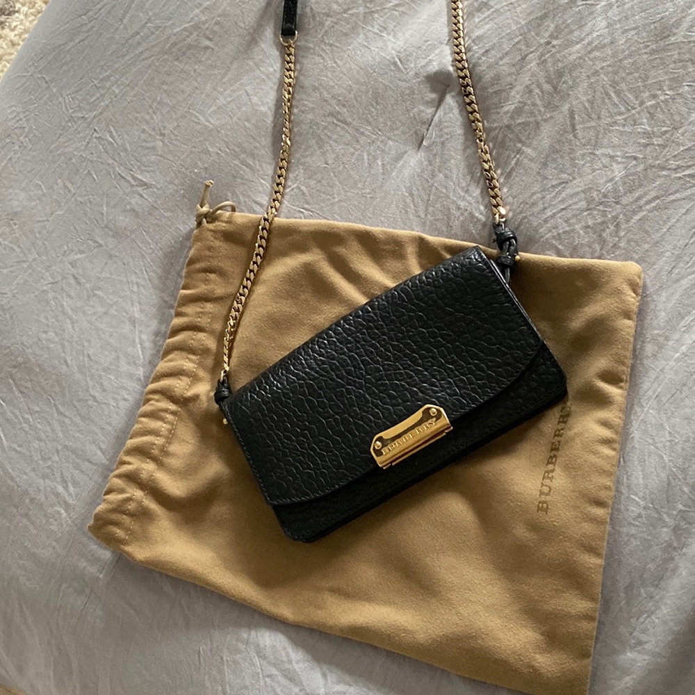 Burberry black and gold small cross body bag